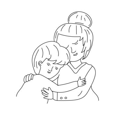 Anne ve çocuk mutlu anneler günü için tebrik kartlarını severler.