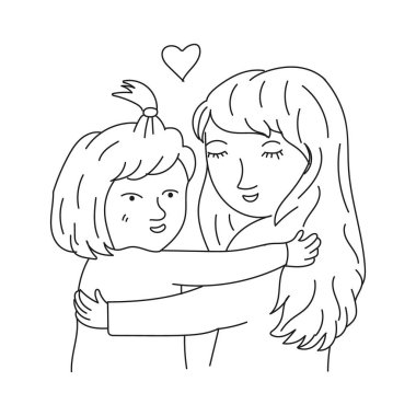 Anne ve çocuk mutlu anneler günü için tebrik kartlarını severler.