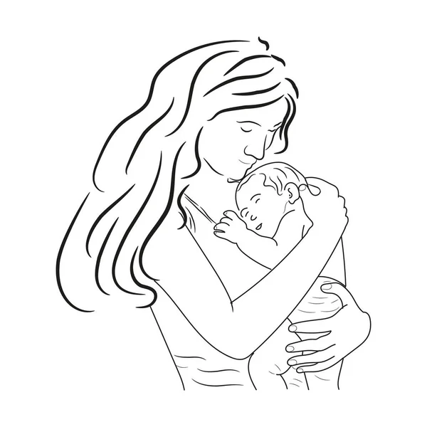 Mutter Und Kind Lieben Grußkarte Für Einen Glücklichen Muttertag — Stockvektor