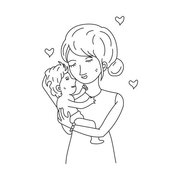 Maman Enfant Aiment Carte Vœux Pour Fête Des Mères Heureuses — Image vectorielle