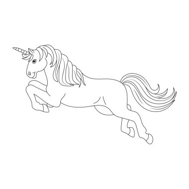Tek boynuzlu at çocukları çocuklar için boş sayfa yazdırılabilir tasarımı boyuyor