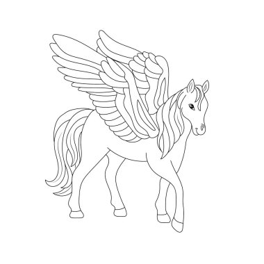 Tek boynuzlu at çocukları çocuklar için boş sayfa yazdırılabilir tasarımı boyuyor