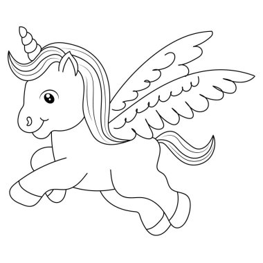 Tek boynuzlu at çocukları çocuklar için boş sayfa yazdırılabilir tasarımı boyuyor