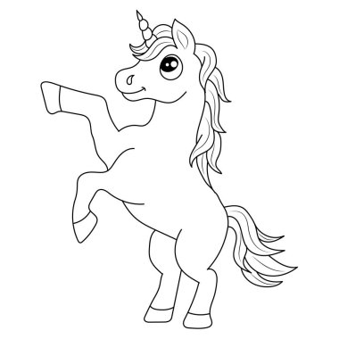 Tek boynuzlu at çocukları çocuklar için boş sayfa yazdırılabilir tasarımı boyuyor