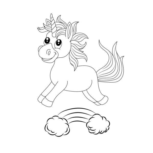 Unicorn Copii Pagina Colorat Alb Design Imprimabil Pentru Copii — Vector de stoc