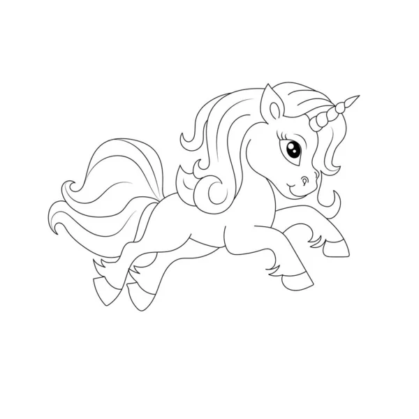 Unicorn Kids Coloring Page Blank Printable Design Children — Stock Vector