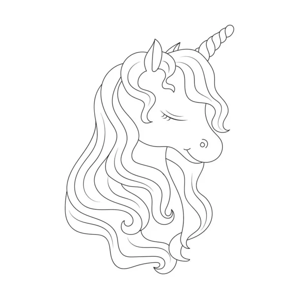Halaman Warna Anak Unicorn Kosong Desain Yang Dapat Dicetak Untuk - Stok Vektor