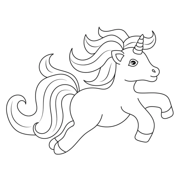 Halaman Warna Anak Unicorn Kosong Desain Yang Dapat Dicetak Untuk - Stok Vektor