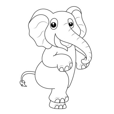 Elephant coloring page for kids Hand drawn elephant outline illustration  clipart