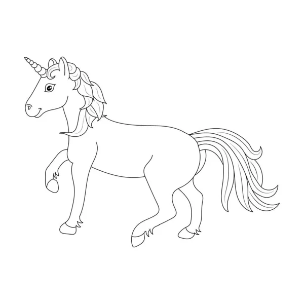 Line Art Unicorn Kids Illustration Children Coloring Book Page — Stock Vector