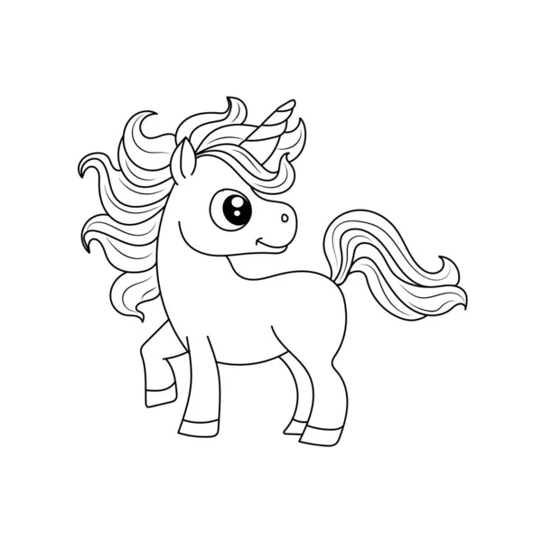 Line Art Unicorn Kids Illustration För Barn Målarbok Sida — Stock vektor