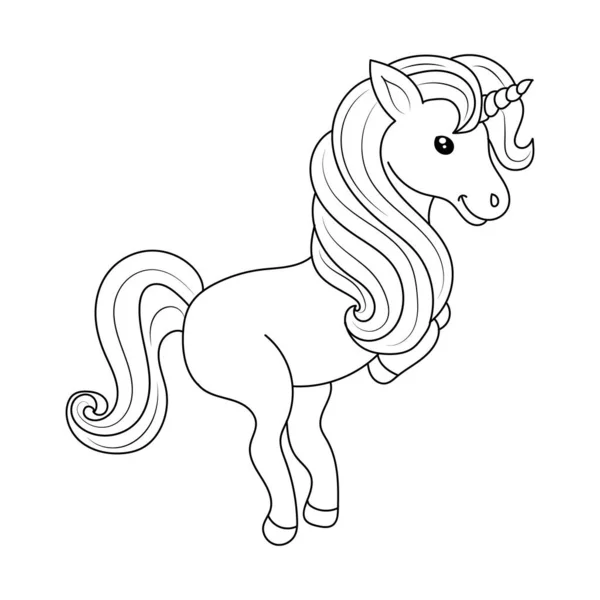 Line Art Unicorn Kids Illustration Children Coloring Book Page — Stock Vector