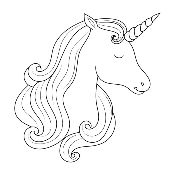 stock vector Line art unicorn kids illustration for  Children coloring book page