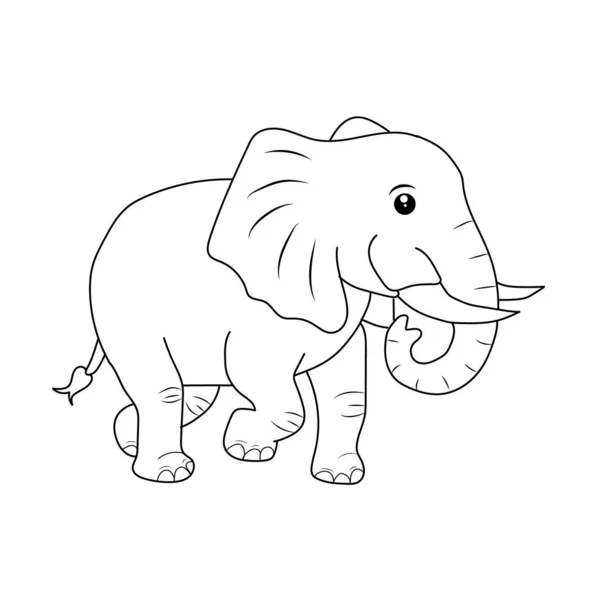 Elephant Coloring Page Kids Hand Drawn Elephant Outline Illustration — Stock Vector