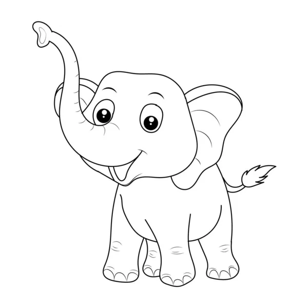 Elefante Para Colorear Página Para Niños Dibujado Mano Elefante Esquema — Vector de stock