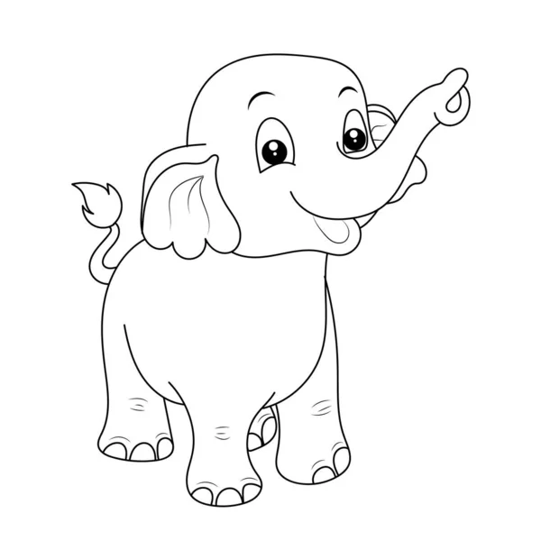 Sloní Zbarvení Stránka Pro Děti Ručně Kreslené Sloní Obrys Ilustrace — Stockový vektor