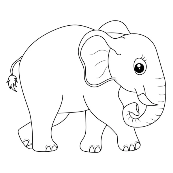 Elefante Para Colorear Página Para Niños Dibujado Mano Elefante Esquema — Archivo Imágenes Vectoriales