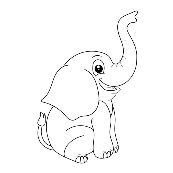 Coloriage Éléphant Pour Enfants Illustration Contour Éléphant Dessinée Main — Image vectorielle