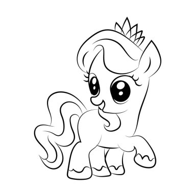 Çizgi sanatı tek boynuzlu atlar çocuk resimleme kitabı sayfası