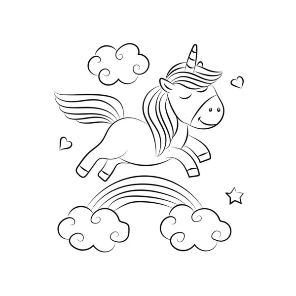 stock vector Children Coloring page design with cute unicorn