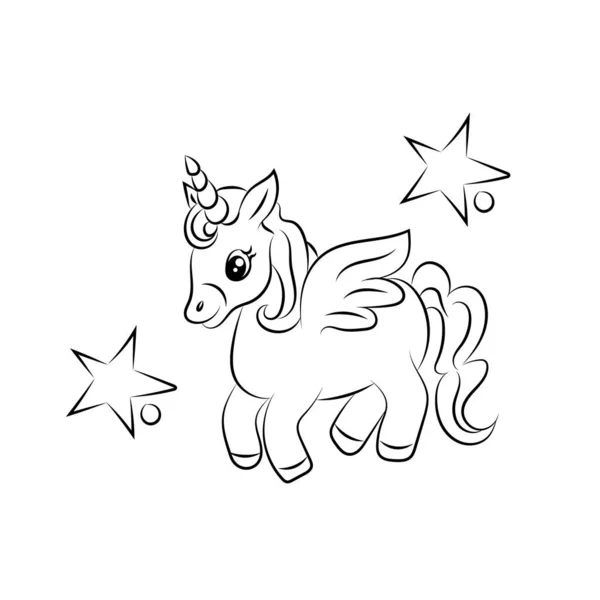 stock vector Children Coloring page design with cute unicorn