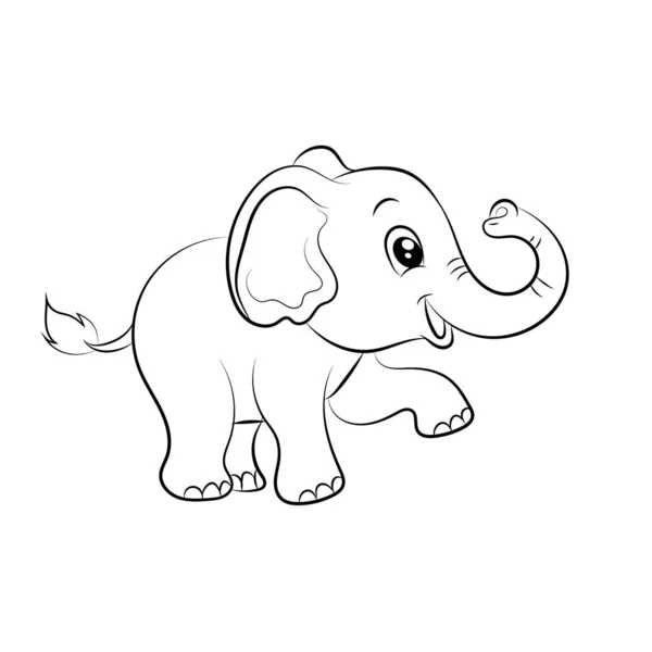 Elefant Farve Side Børn Håndtegnet Elefant Skitse Illustration – Stock-vektor