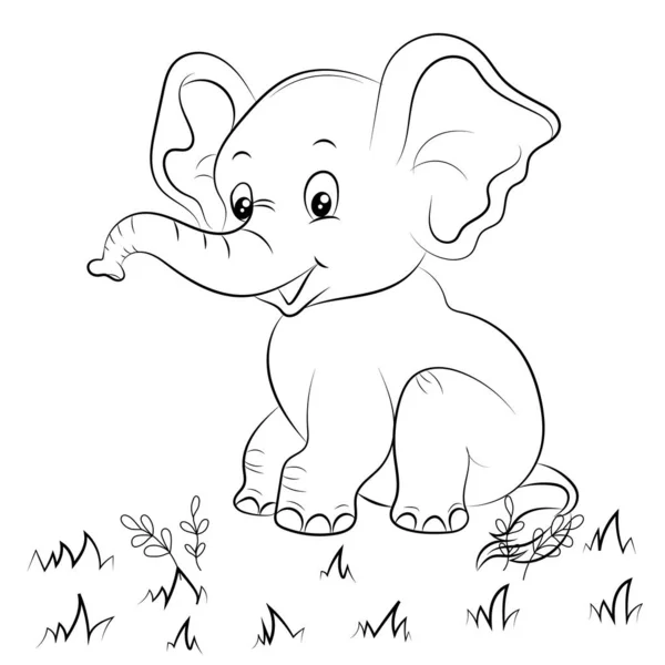 Elefante Para Colorear Página Para Niños Dibujado Mano Elefante Esquema — Archivo Imágenes Vectoriales