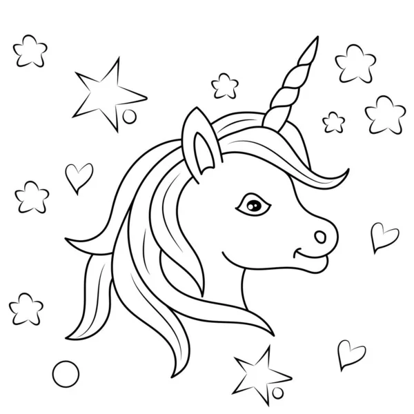 Γραμμή Τέχνη Unicorn Παιδιά Εικονογράφηση Για Παιδιά Χρωματισμός Σελίδα Του — Διανυσματικό Αρχείο