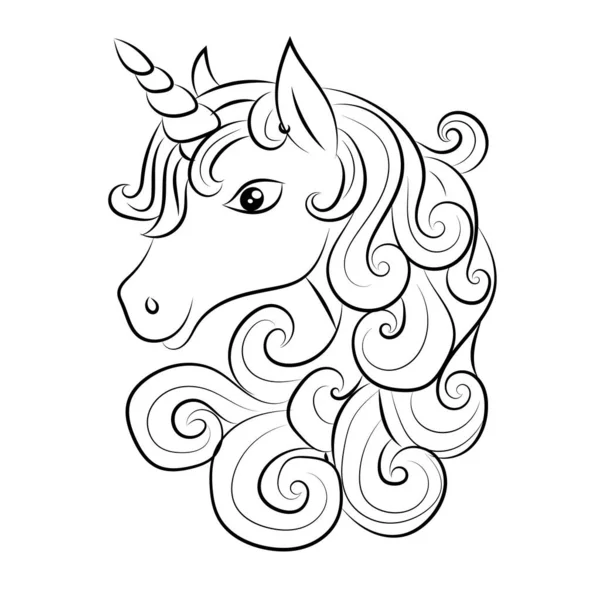 stock vector Line art unicorn kids illustration for  Children coloring book page