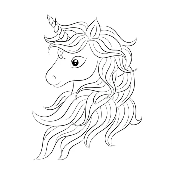 Çizgi Sanatı Tek Boynuzlu Atlar Çocuk Resimleme Kitabı Sayfası — Stok Vektör