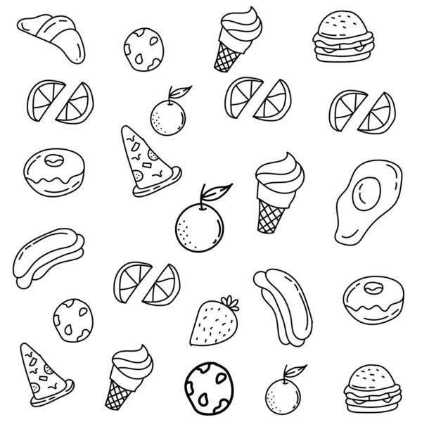 Kawaii Alimentos Para Colorear Páginas — Archivo Imágenes Vectoriales