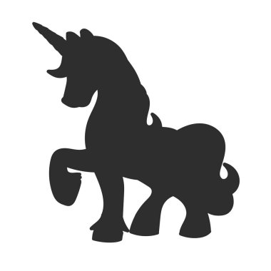 Düz tasarım tek boynuzlu at silueti çizimi