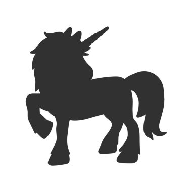 Düz tasarım tek boynuzlu at silueti çizimi