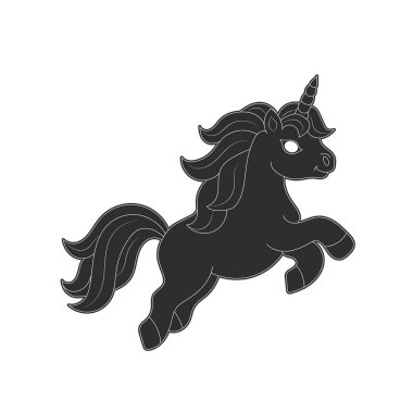 Flat design unicorn silhouette set illustration clipart