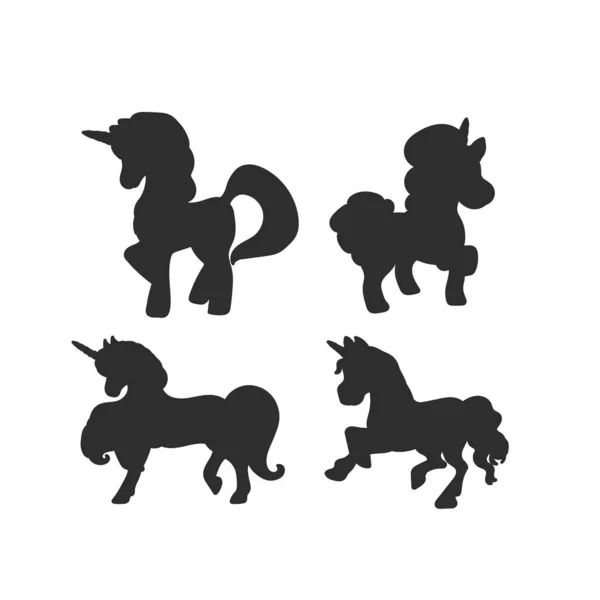 Gambar Set Unicorn Dengan Desain Datar - Stok Vektor