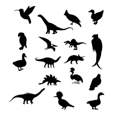 Çocuklar için siyah dinozor siluetleri