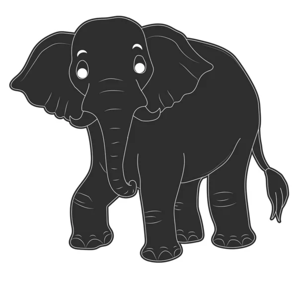 Ensemble Silhouette Caractère Éléphant — Image vectorielle
