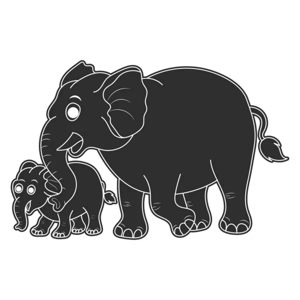 象のキャラクターシルエットのセット — ストックベクタ