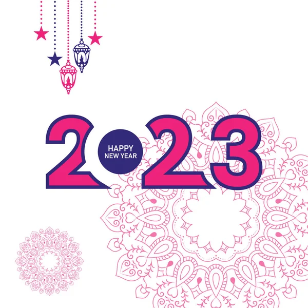 Happy New Year 2023 Text Typography Design Christmas Elegant Decoration — Stock Vector