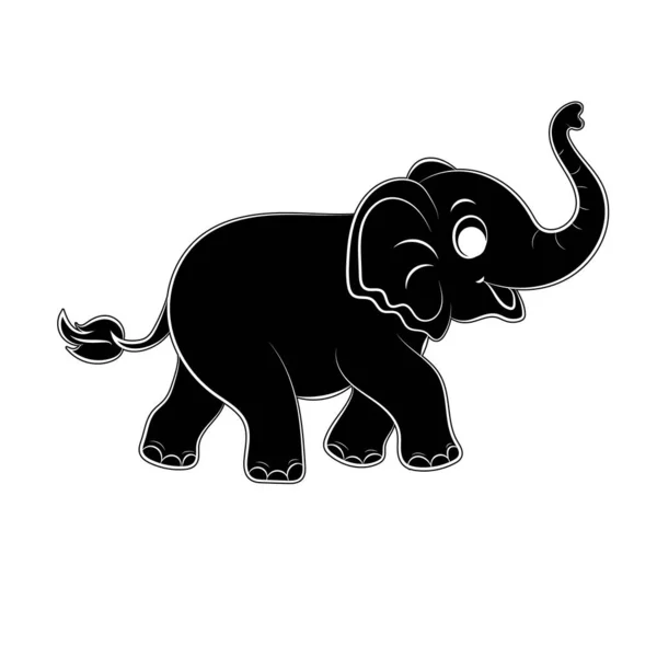 Conjunto Silhueta Caráter Elefante — Vetor de Stock