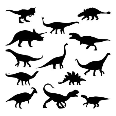 Çocuklar için siyah dinozor siluetleri