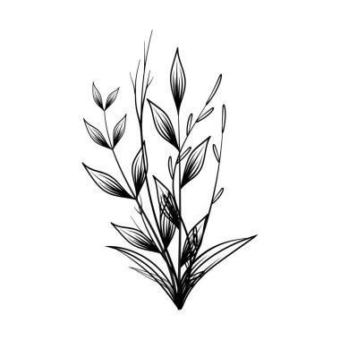 El Çizimi Çiçek Dekorasyonu Elementleri