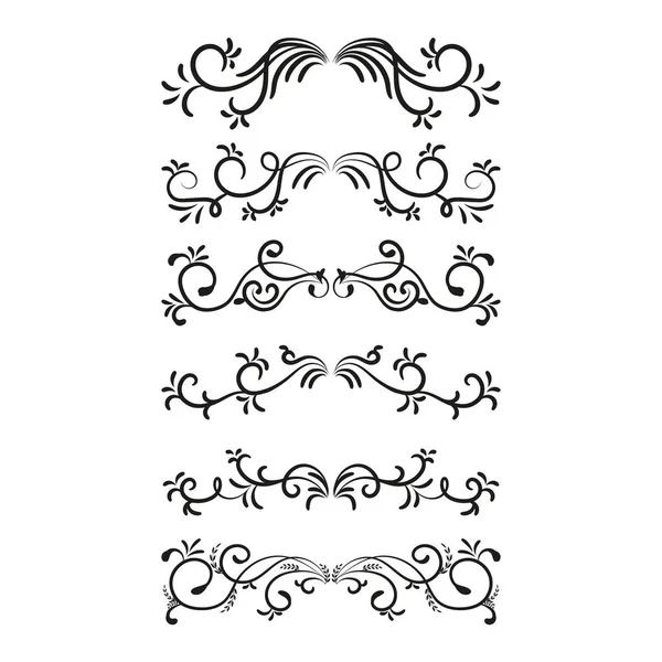 Hand Draw Floral Decoration Elements — Stock Vector