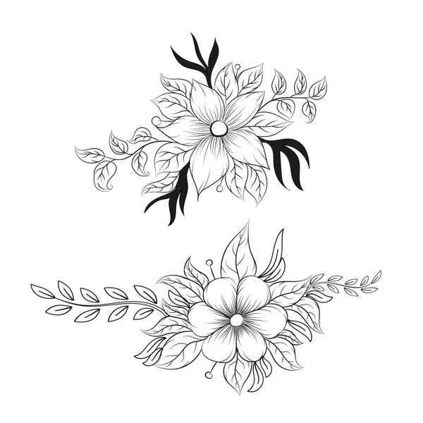 Disegnare Mano Elementi Decorazione Floreale — Vettoriale Stock