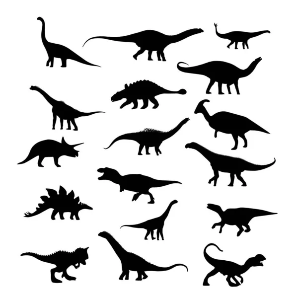 子供のための黒い恐竜のシルエット — ストックベクタ