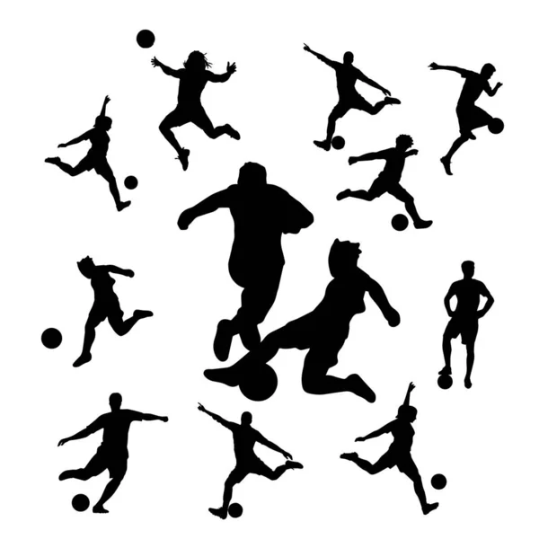 Silhouettes Football Soccer Players — Stock Vector