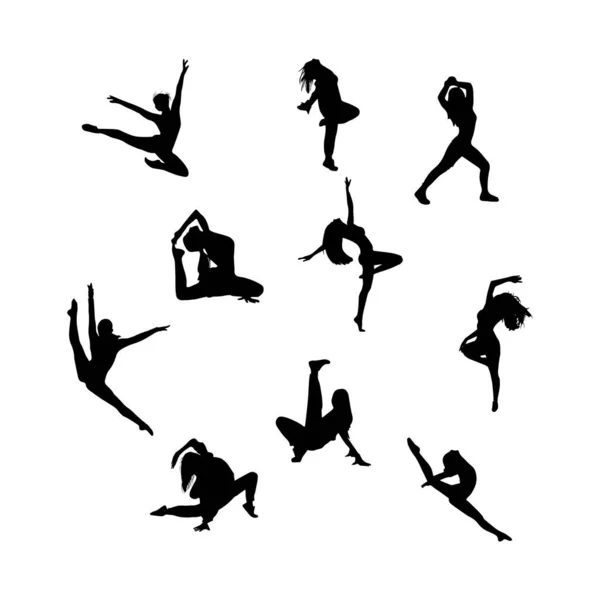 Paquete Silueta Baile Bailarina — Archivo Imágenes Vectoriales