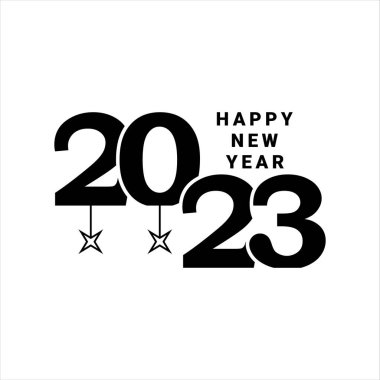 Mutlu yıllar 2023 metin tipografi tasarımı ve Noel zarif dekorasyonu 2023