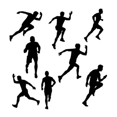 Silhouettes of runner set clipart