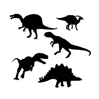 Çocuklar için siyah dinozor siluetleri